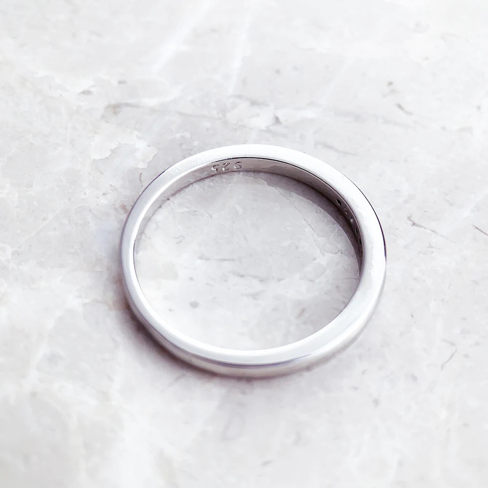 Delicate Band Ring 925 Sterling Silver Classic Fine Jewellery Women Romantic Gift
