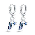 925 Sterling Silver Dreamcatcher Feather Ear Studs Hoop Earrings Jewellery Gift