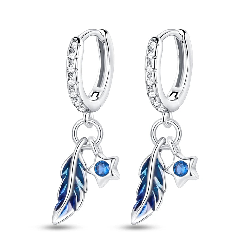 925 Sterling Silver Sparkling Wings Drop Earrings Trendy Anniversary Gift