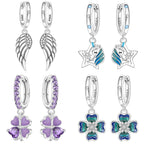 925 Sterling Silver Sparkling Wings Drop Earrings Trendy Anniversary Gift