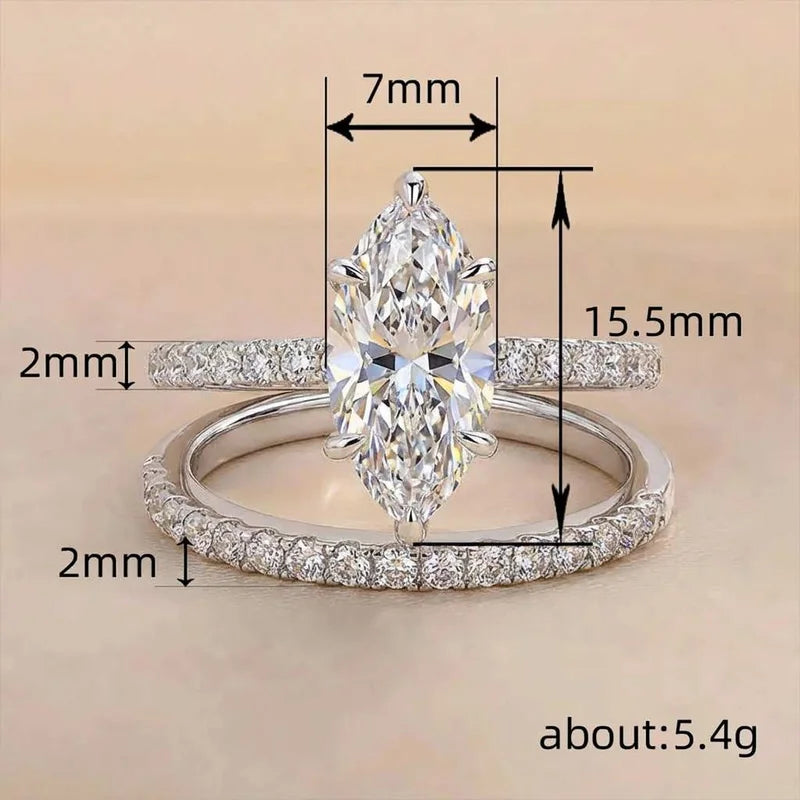 925 Sterling Silver Fashion Classic Marquise Zircon Ring Engagement Wedding Luxury Hot Sales