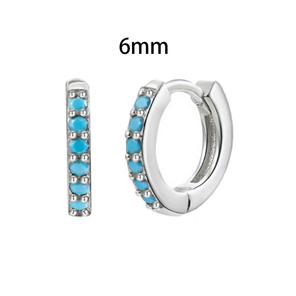 New Design Stainless Steel Cubic Zirconia Small Hoop Earrings Punk
