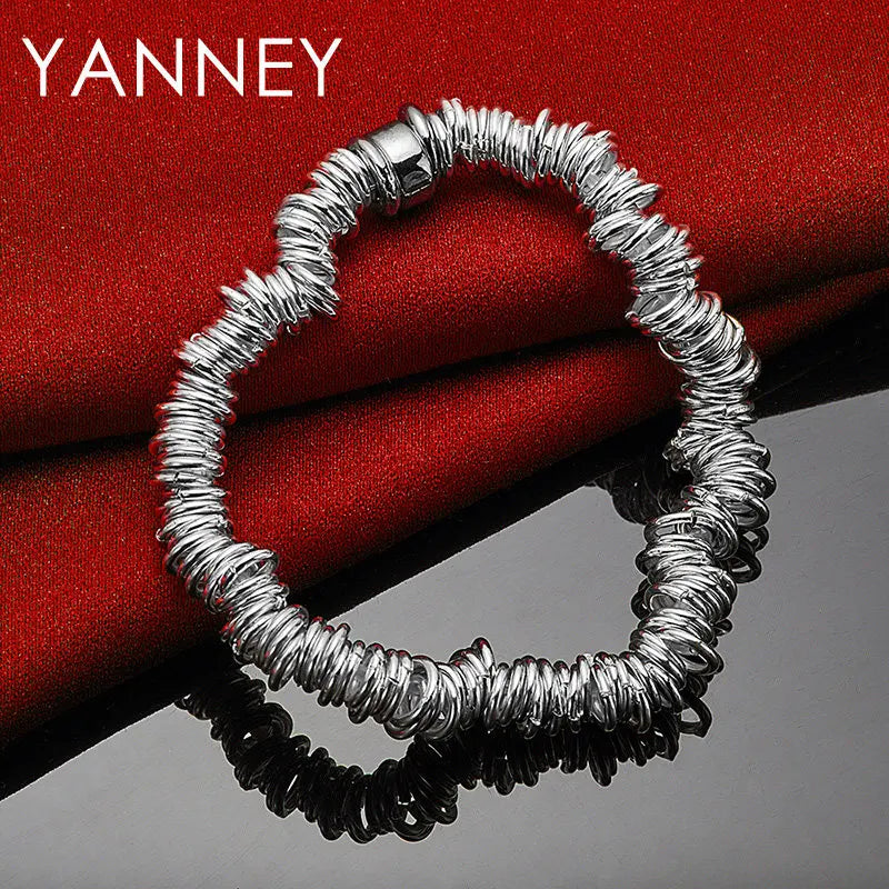 925 Sterling Silver Multi Loop Bracelet Women Hip Hop Party Jewellery Gift