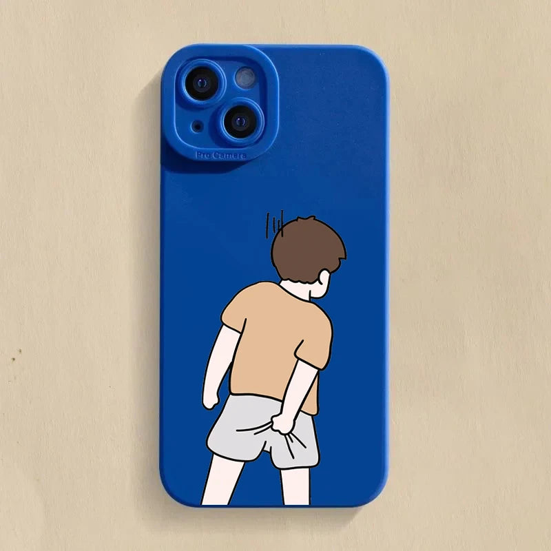 INS Cute Cartoon Couple Case for iPhone 16 15 14 13 12 Pro Max SE