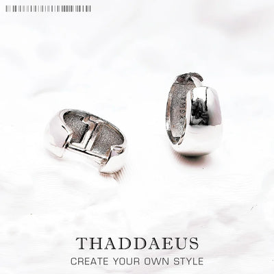 Elegant Chunky Hoop Earrings 925 Sterling Silver Vintage Women Men