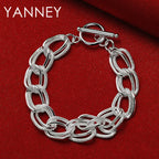 925 Sterling Silver 8-inch Frosted Knot Bracelet Men Women Wedding Jewellery
