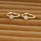 2023 Simple Crystal Zircon Small Hoop Earrings Disc Pendant Piercing