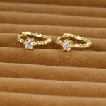 2023 Simple Crystal Zircon Small Hoop Earrings Disc Pendant Piercing