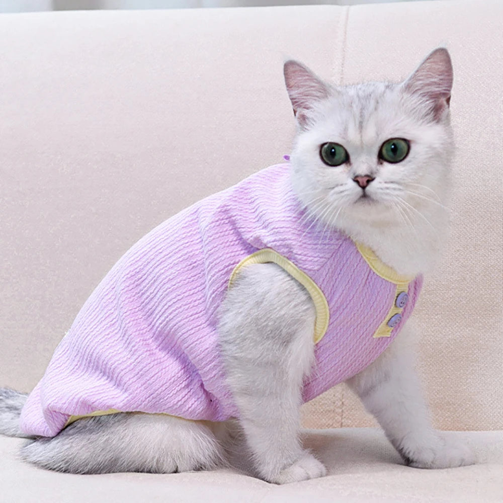 Knitted Cat Vest Warm Thermal Plush Kitty Sweater Fleece Jacket Pullover