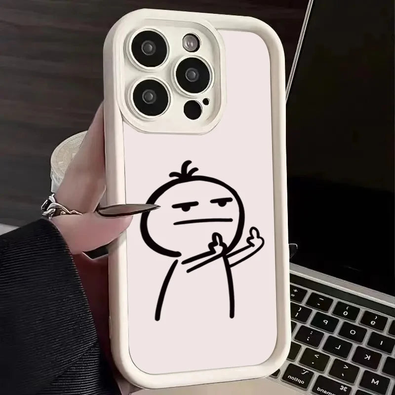 Cartoon Fun Stickman Case for iPhone 17 16 15 14 13 12 11 Pro Max XR XS SE2