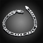 6/8/10/12mm Men Women Link Chain Bracelet 925 Sterling Silver Noble Jewellery