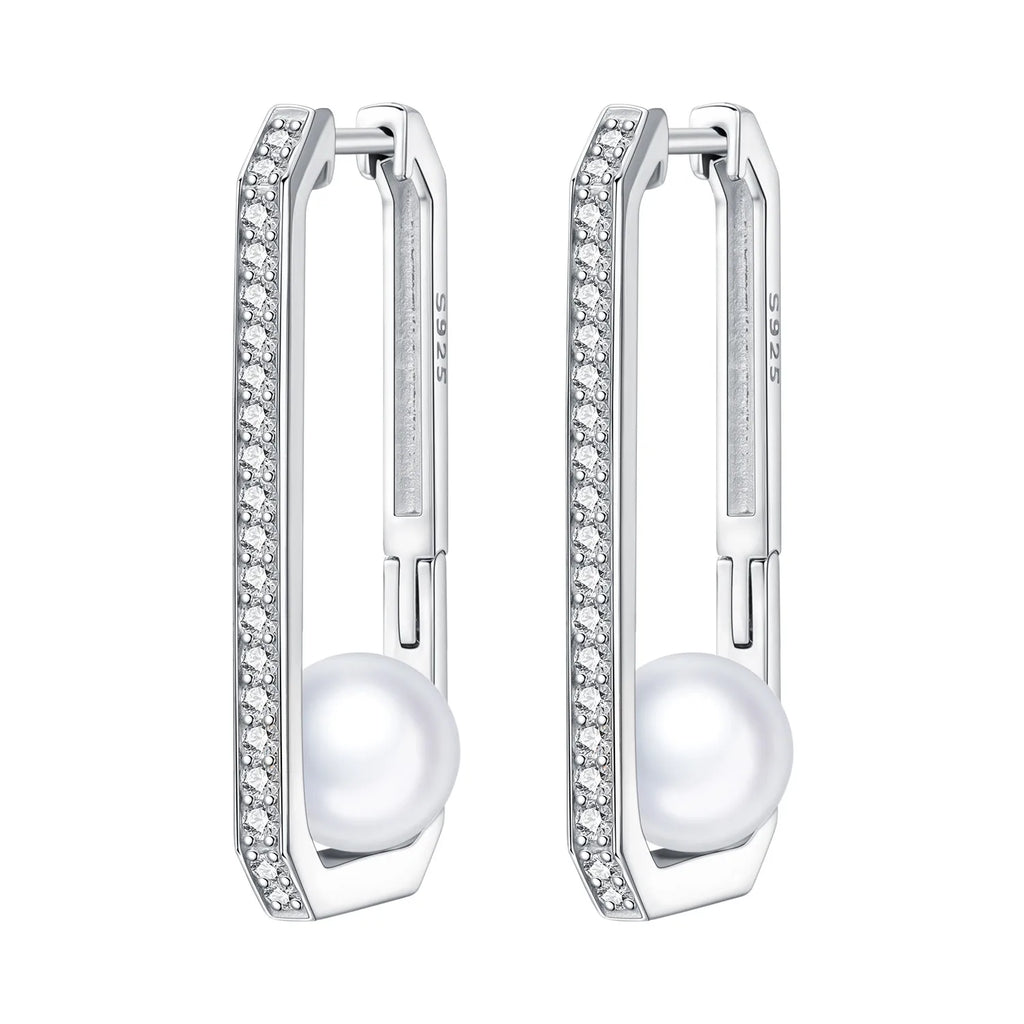 925 Sterling Silver U-shaped Simple Versatile Hoop Earrings Jewellery Gift
