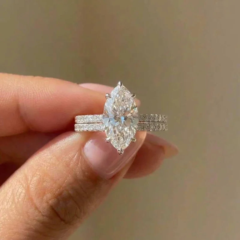 925 Sterling Silver Fashion Classic Marquise Zircon Ring Engagement Wedding Luxury Hot Sales