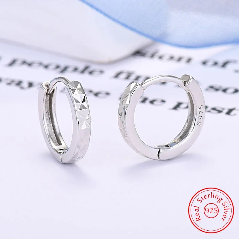 925 Sterling Silver Hoop Earrings Women High Quality Fashion Jewellery Gift