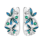 925 Sterling Silver Green Bell Orchid Ear Studs Hoop Earrings Trendy Gift