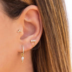 New Stainless Steel Zirconia Hoop Earring Cloud Star Moon Chain Pendant