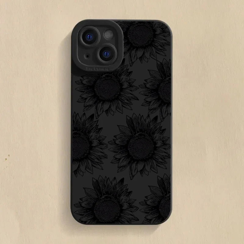 Black Sunflower Pattern Case for Samsung Galaxy A16 A54 S25 S24