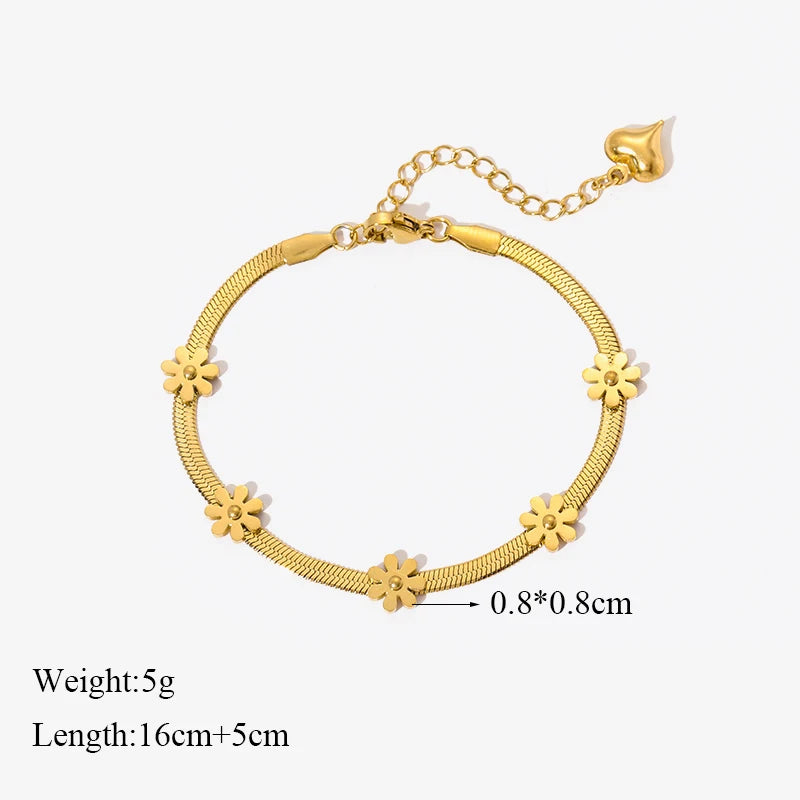 Gold Colour Stainless Steel Link Chain Bracelet Non-Fading Jewellery