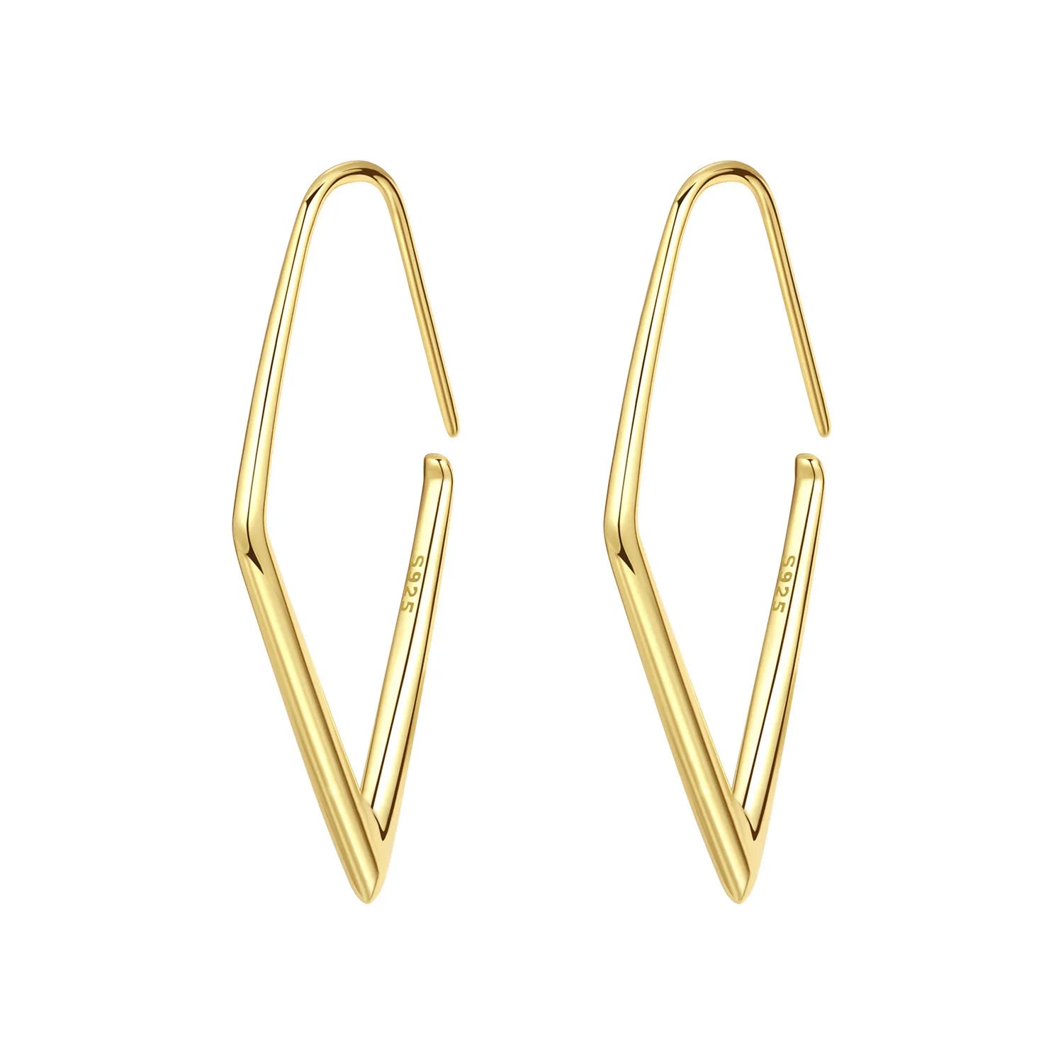 925 Sterling Silver Simple Diamond Shaped Ear Hook Hoop Earrings Jewellery