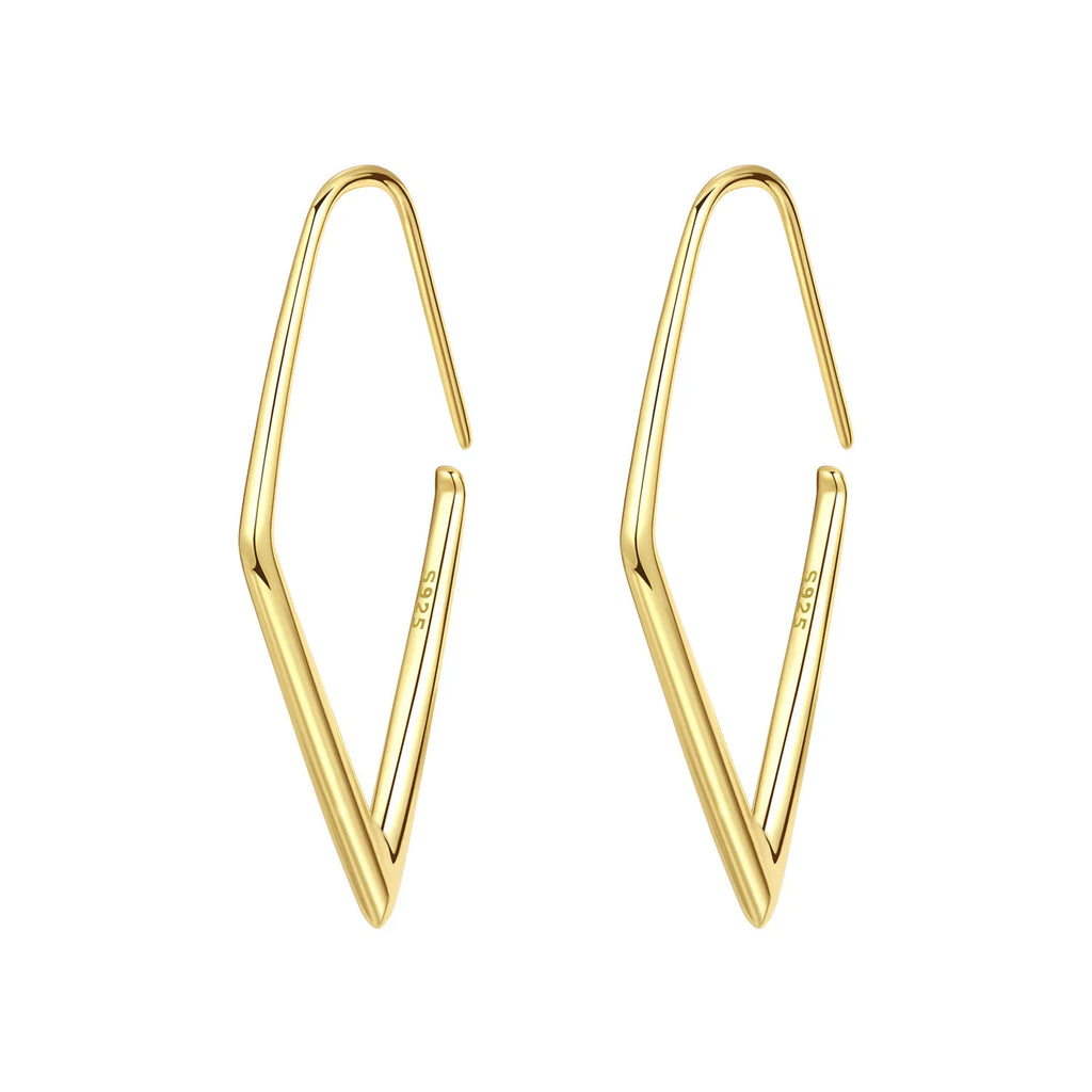 925 Sterling Silver Elegant Golden French Organ Hoop Earrings Trendy Jewellery
