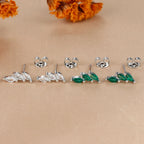 Exquisite Crystal Leaves Stud Earrings Stainless Steel Horse Eyes