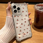 Cute Cherry Pattern Clear Case for iPhone 17 16 15 14 13 Pro Max