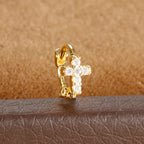 1Pc Stainless Steel Small CZ Hoop Cartilage Earrings Tiny Cross