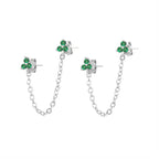 New Stainless Steel Cubic Zirconia Link Chain Ear Studs Triangle