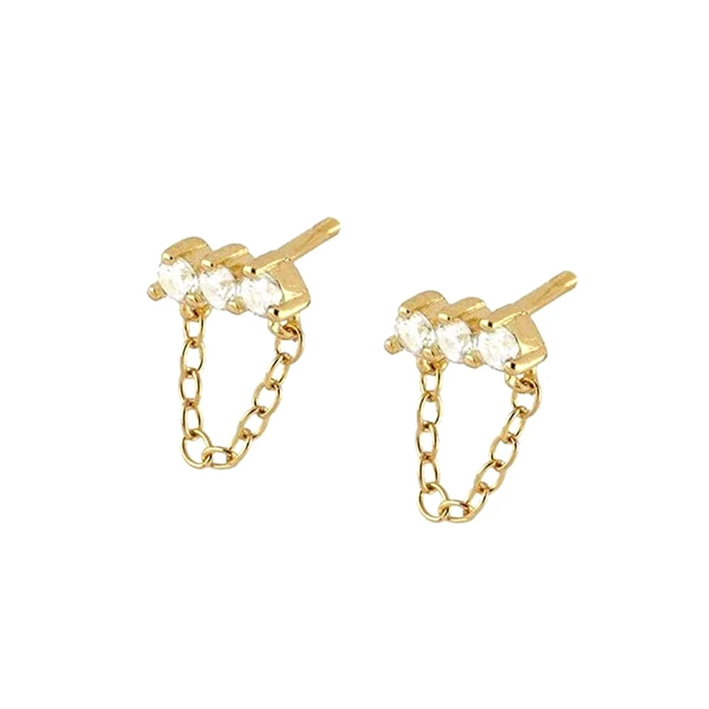 New Stainless Steel Zirconia Hoop Earring Cloud Star Moon Chain Pendant