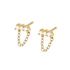 New Stainless Steel Zirconia Hoop Earring Cloud Star Moon Chain Pendant