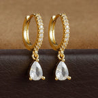 2PCS Simple Stainless Steel Colourful Zirconia Hoop Earrings