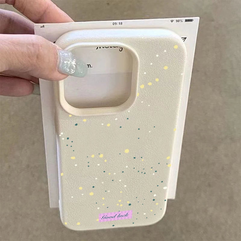 Wave Point Lychee Pattern Case for iPhone 16 15 14 13 12 Pro Max