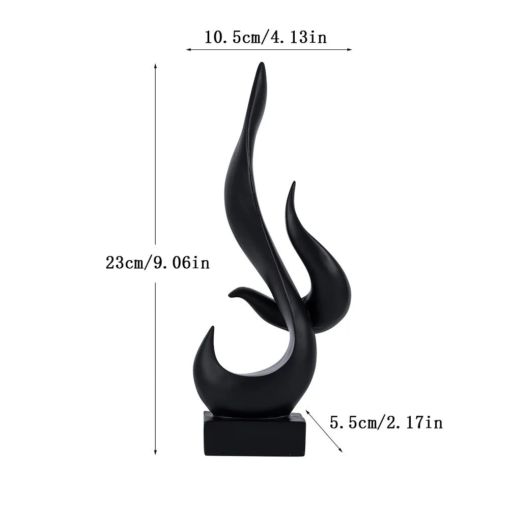 23cm Abstract Fire Sculpture Gold Flame Resin Ornament Modern Pop Art Shelf Decoration