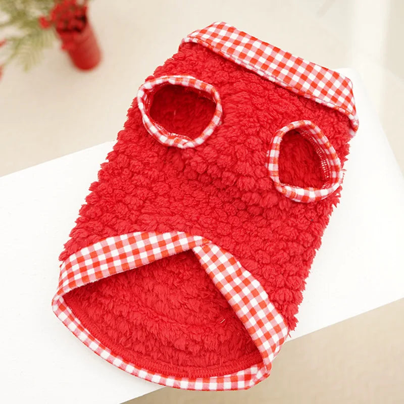 Fashion Pet Clothes Warm Fleece Dog Vest, Stylish Thick Plush Puppy Coat for Small Medium Dogs, Cute Cat Jacket Outfits