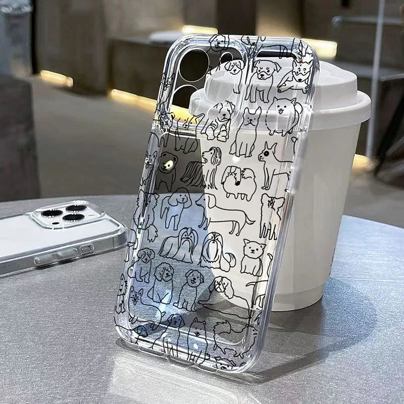 Graffiti Cartoon Dogs Cats Case for Samsung Galaxy A55 A35 A15 S24 S23 Ultra