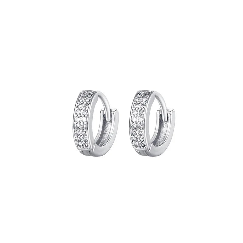 2PCS Stainless Steel CZ Zircon Small Hoop Earrings Men 6mm 8mm 10mm