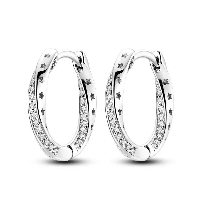 925 Sterling Silver Vintage Vine Versatile Hoop Earrings Fine Birthday Gift