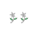 Green Zircon Tassel Chain Stainless Steel Hoop Earrings 18K Gold