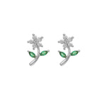 Green Zircon Tassel Chain Stainless Steel Hoop Earrings 18K Gold