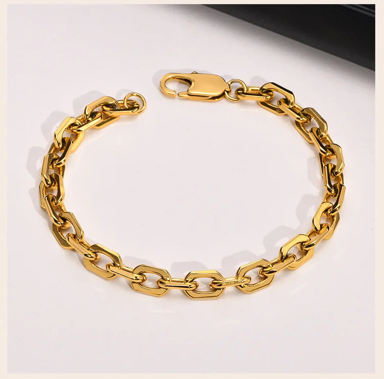 Stainless Steel Chain Bracelet for Women Men Layered Jewelry
