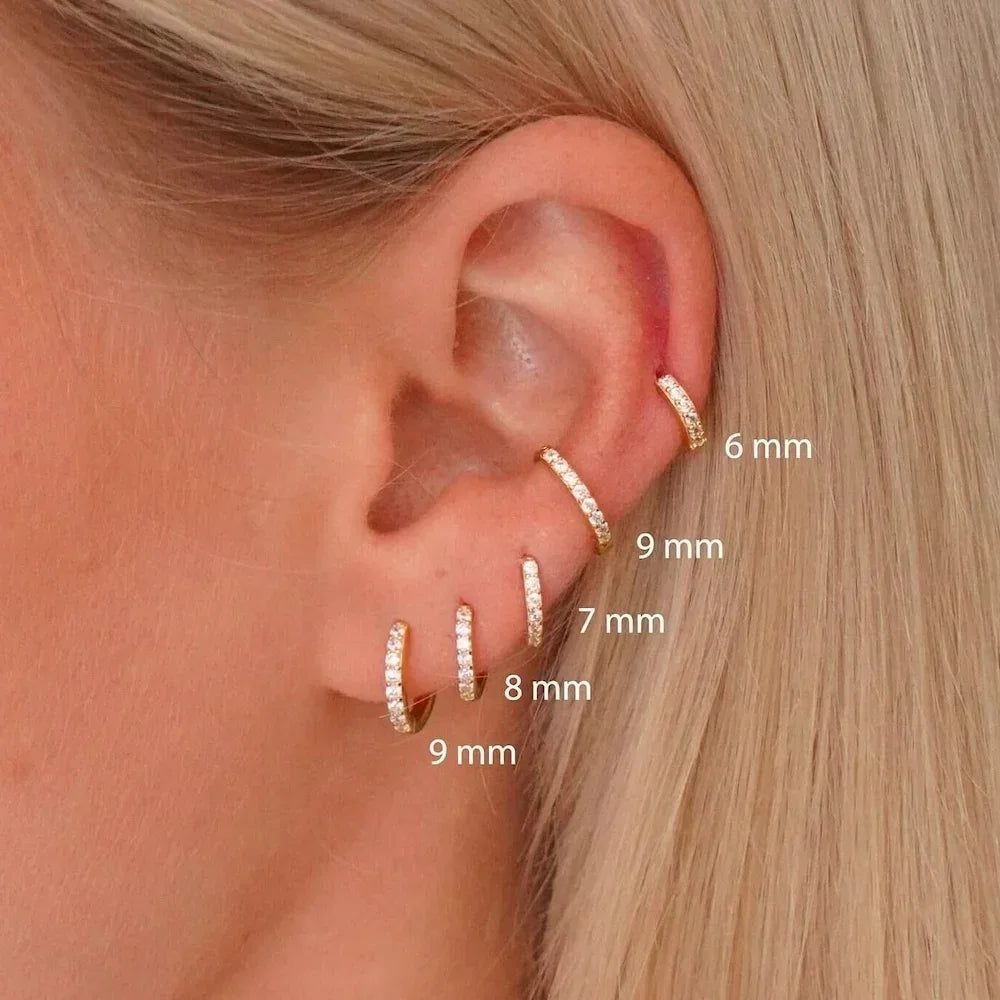 1Pair Stainless Steel Huggie Minimal Hoop Earrings Zirconia Helix Tragus