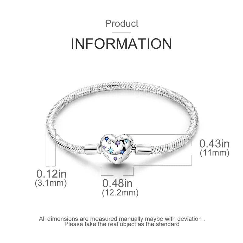 925 Sterling Silver Forever Love Peach Heart Bracelets Star Moon Airplane Earth Bracelets For Women Fit DIY Charms Party Jewelry