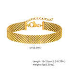 Stainless Steel 18K Gold Plated Bracelet for Women, Adjustable Weaving Mesh Chain, Exquisite Jewelry Gift