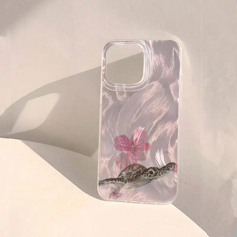 Summer Turtle Pattern Case for iPhone 17 16 15 14 13 12 11 Pro Max 8 7 Plus