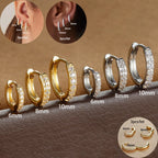 3PCS Round Circle Stainless Steel Zircon Huggie Hoop Earrings Set