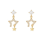 New Stainless Steel Cubic Zirconia Chain Hoop Earring Star Moon