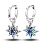 925 Sterling Silver Star Moon Sun Tassel Versatile Hoop Earrings Fine Gift