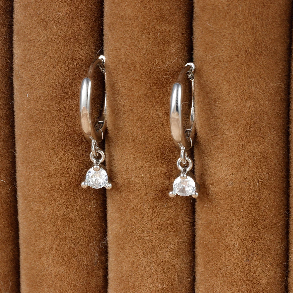 Fashion Zircon Link Chain Cross Hoop Earrings Stainless Steel