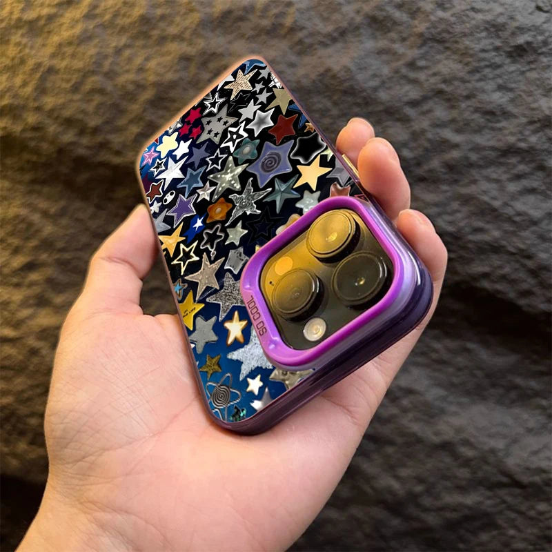 Colourful Star Matte Laser Case for iPhone 16 15 14 13 12 Pro Max
