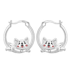 925 Sterling Silver Double Layer Pet Paw Print Drop Earrings Fashion Gift